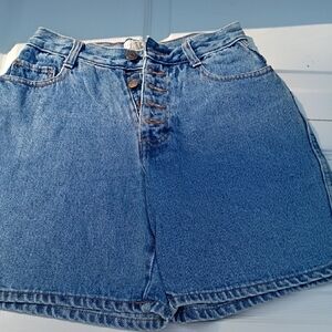 Women's Blue Denim High-Waist Shorts